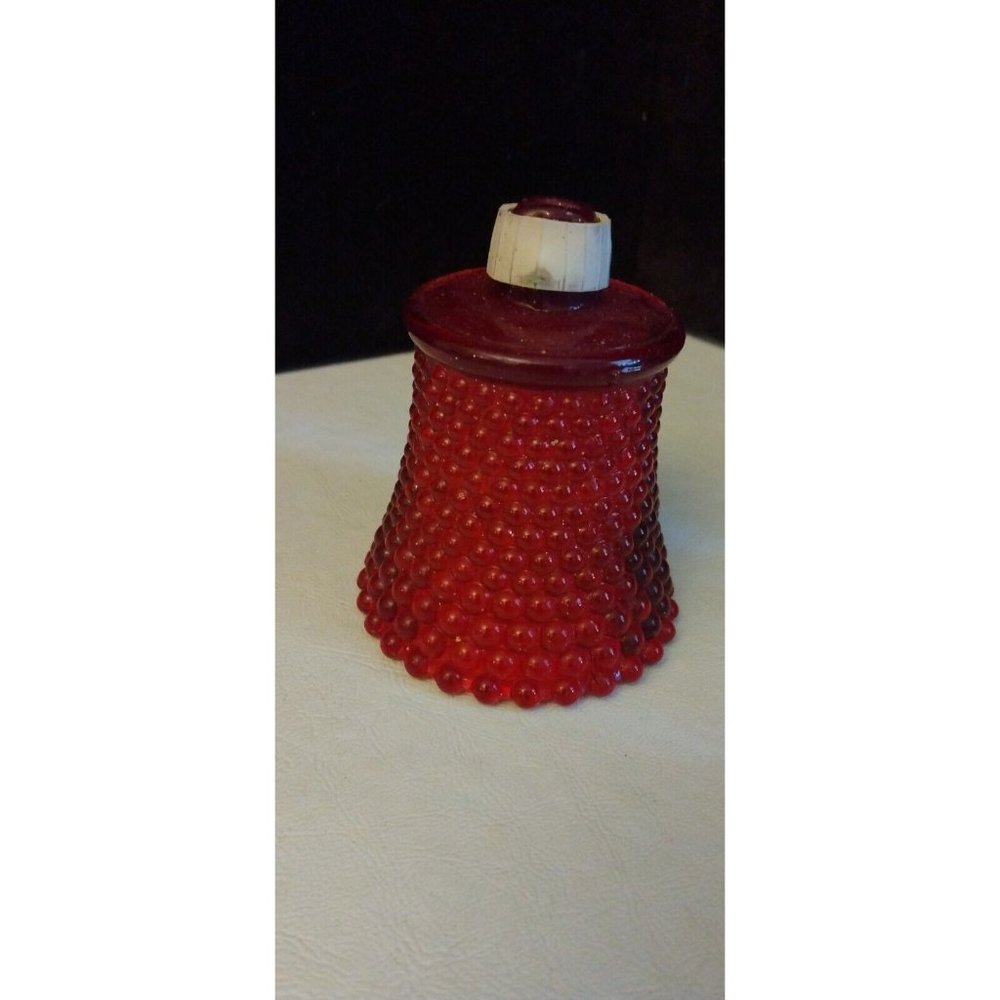 Cranberry Red Hobnail Vaseline Glass Peg Cup Votive Candle Holder 3.5" Tall VGC